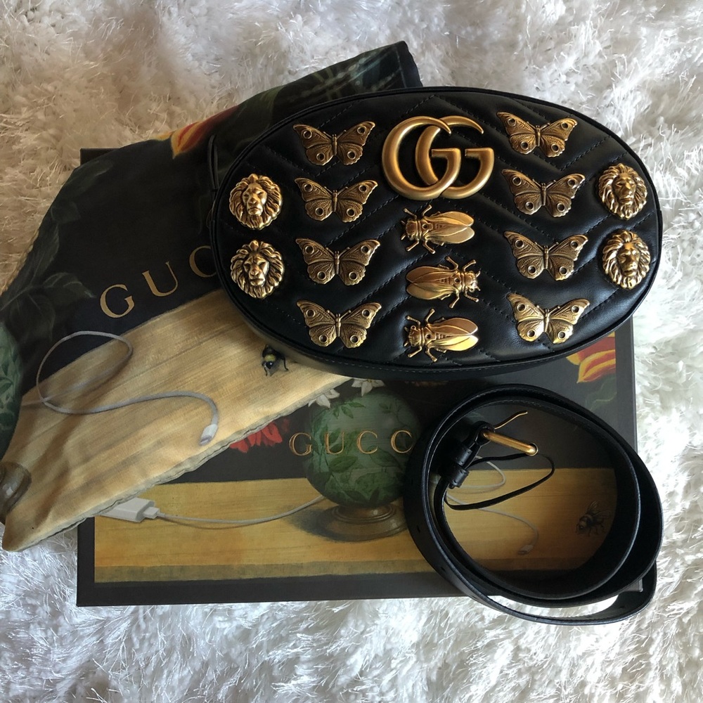 **SOLD** Gucci Marmont Animal Stud Belt Bag